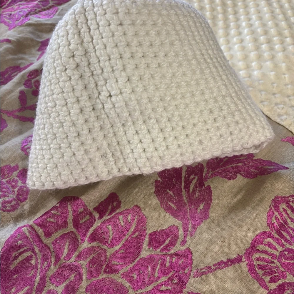 White Hand Knit Hat